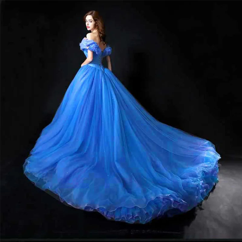 Blue Cinderella Wedding Dress