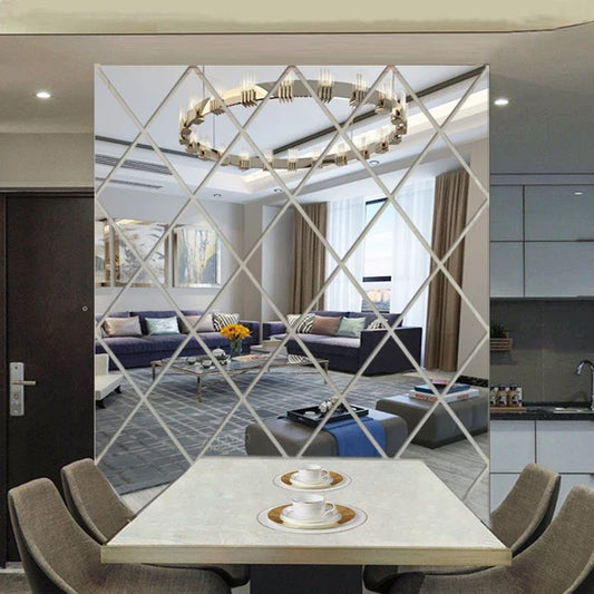 10/17/32/58pcs 3D Mirror Stickers Acrylic Triangles Self-adhesive Diamonds DIY Wall Mirror Stickers