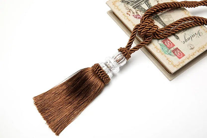 2Pcs Curtain Tieback Tassel Crystal Beaded Hanging Rope Tie Home Decor Gold Curtains Cord Holder