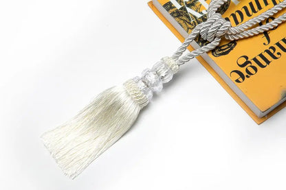 2Pcs Curtain Tieback Tassel Crystal Beaded Hanging Rope Tie Home Decor Gold Curtains Cord Holder