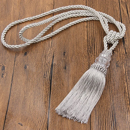 2Pcs Curtain Tieback Tassel Crystal Beaded Hanging Rope Tie Home Decor Gold Curtains Cord Holder