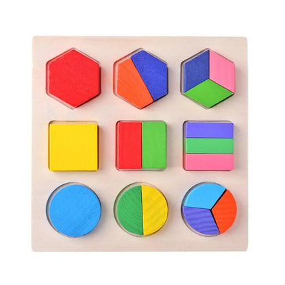 Wooden Geometric Shapes Montessori Puzzle Sorting Math Bricks Preschool Learning