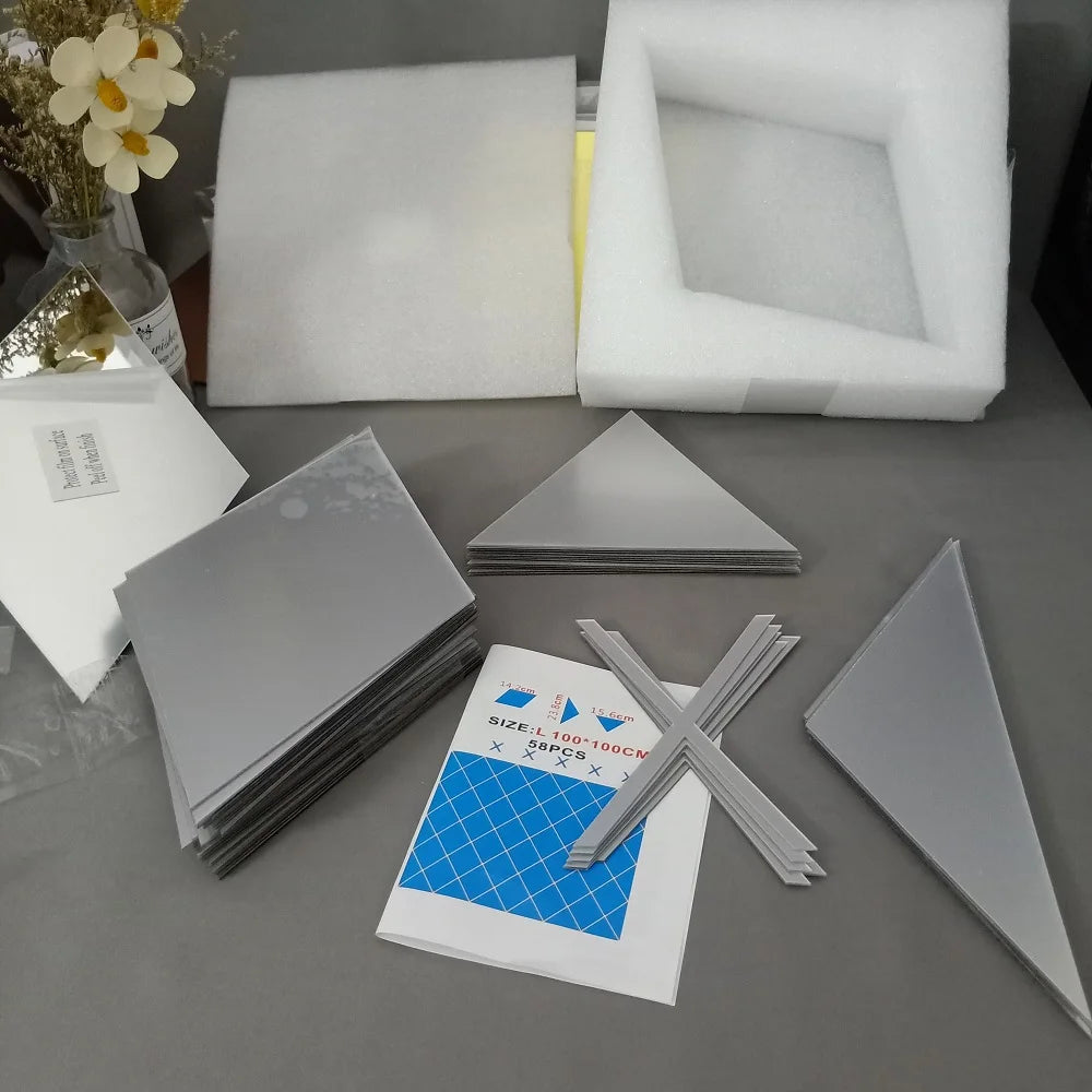 10/17/32/58pcs 3D Mirror Stickers Acrylic Triangles Self-adhesive Diamonds DIY Wall Mirror Stickers