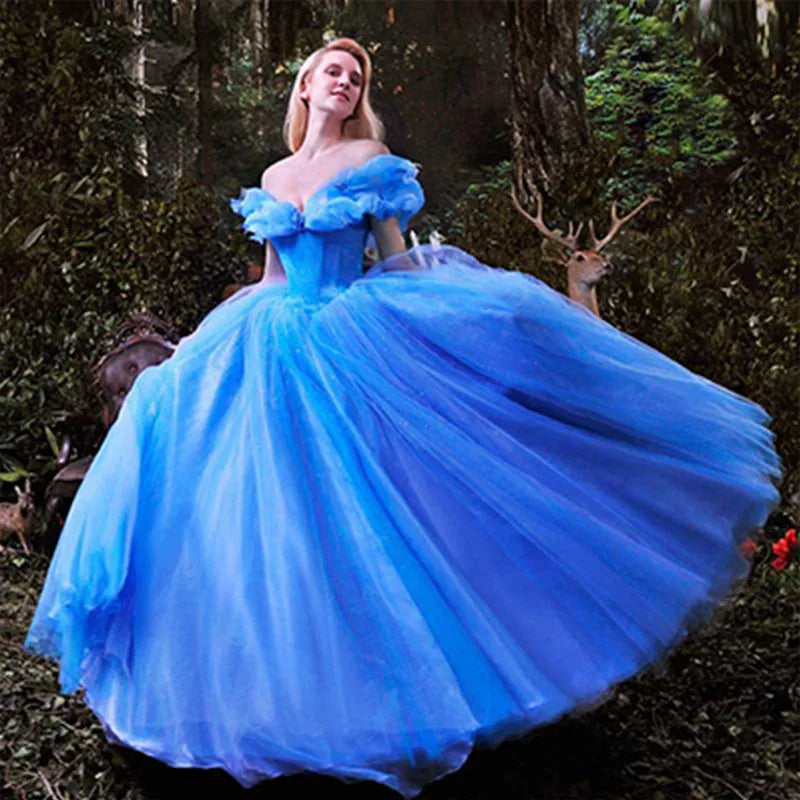 Blue Cinderella Wedding Dress