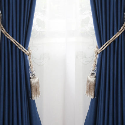 2Pcs Curtain Tieback Tassel Crystal Beaded Hanging Rope Tie Home Decor Gold Curtains Cord Holder
