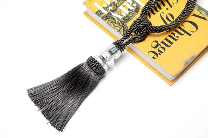 2Pcs Curtain Tieback Tassel Crystal Beaded Hanging Rope Tie Home Decor Gold Curtains Cord Holder