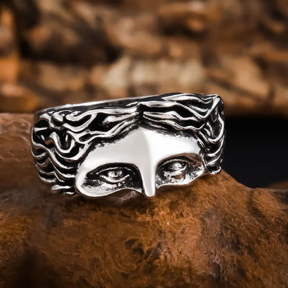 Creative Venus Mask Ring Vintage Thai Silver Relief Opening Adjustable Ring Confession Gift