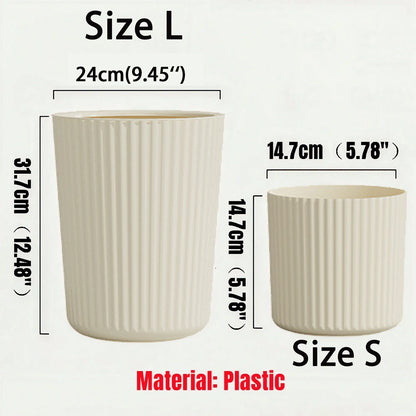 Striped Circular Plastic Flower Pot, Simple Design Planter Suitable For Indoor/Outdoor Decoration