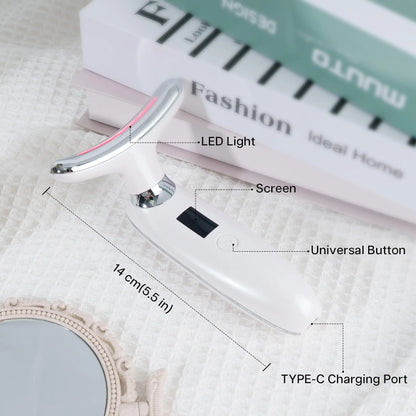 7-in-1 Neck Beauty Device & LED Electronic Facial Massager -Vibrating Skin Care Tool