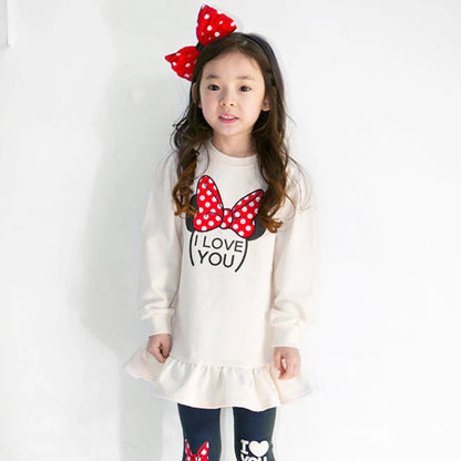 Kids Girls Cartoon Bow Knot Clothing Set