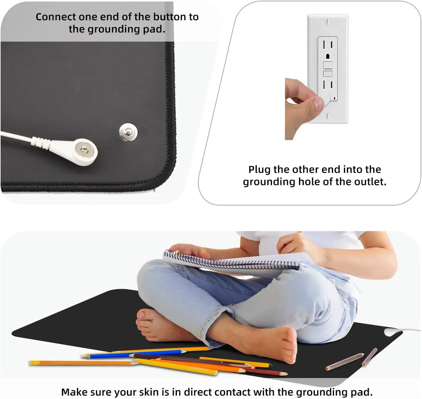 40X60CM Grounding Mat With Grounding Cord for Sleep Energy Improve Health Pain Relief Wellness Relaxation Therapy Antistatic