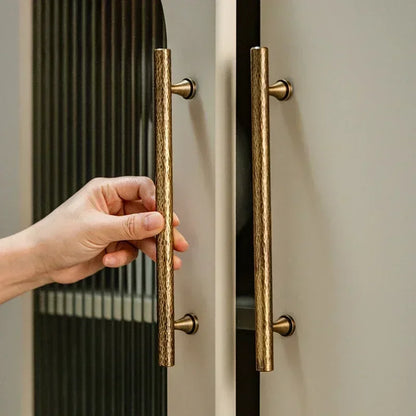 Retro Bronze Handmade Solid Brass Cabinet Door Knobs and Handles Furniture Cupboard Wardrobe Drawer Pull Antique T Bar Handles