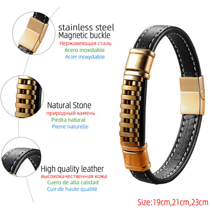 Hematite Magnetic Bracelet, Stainless Steel Clasp & Braided Leather, Grounding Energy Jewelry