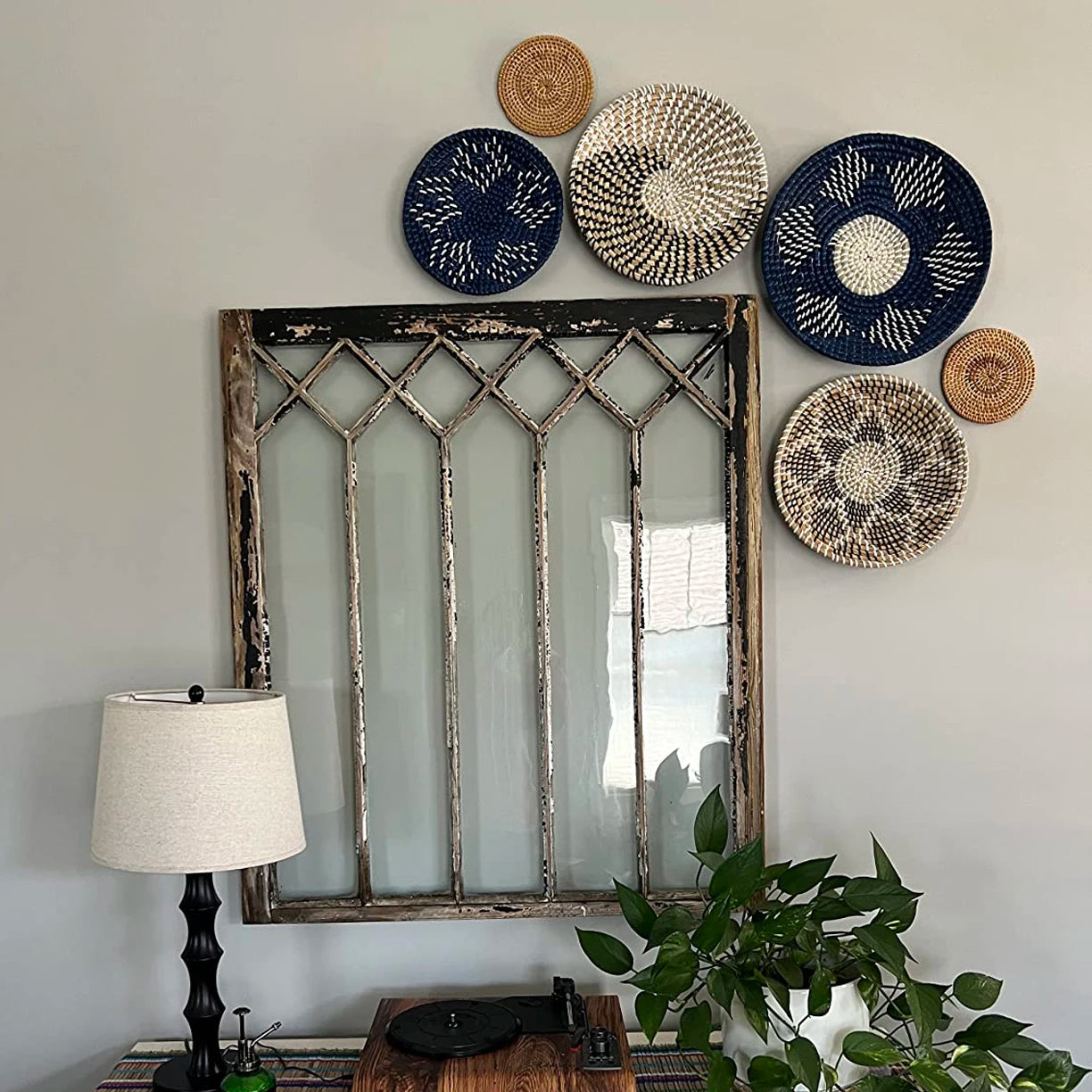 9PCS Boho Wall Decor Rattan Wall Decor Wicker Wall Decoration Hanging