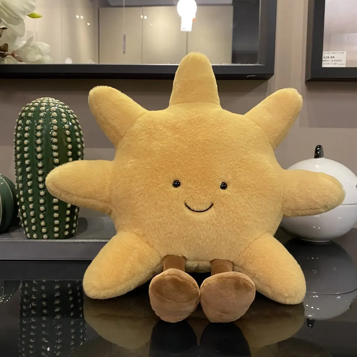 High Quality Smile Face Moon Yellow Sun Plushie Cushion Stuffed Cute Weather Plush Toy