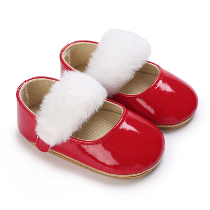 Spring and Autumn Girl Baby Shoes Classic Fashion Red Theme Cute Bow Princess Shoes
