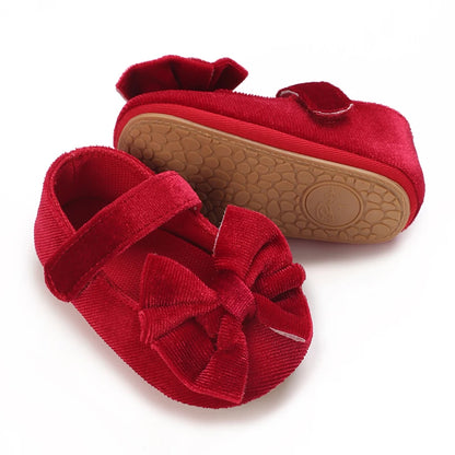 Spring and Autumn Girl Baby Shoes Classic Fashion Red Theme Cute Bow Princess Shoes