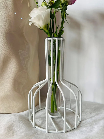 2025 Modern Acrylic & Metal Vase - Minimalist Geometric Flower Holder, Gold/White Hollow