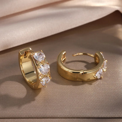 ZAKOL Fashion Hoop Earring Inlaid Shiny Square Crystal Zircon Ear Accessories Party Jewelry for Women