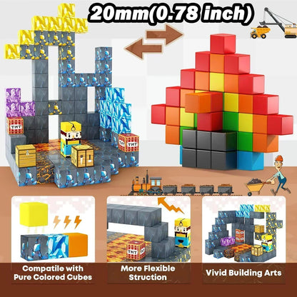 Magnetic Building Blocks Mine World Magnet Cube Set for Boy Girl Kid Age 3+ DIY Model