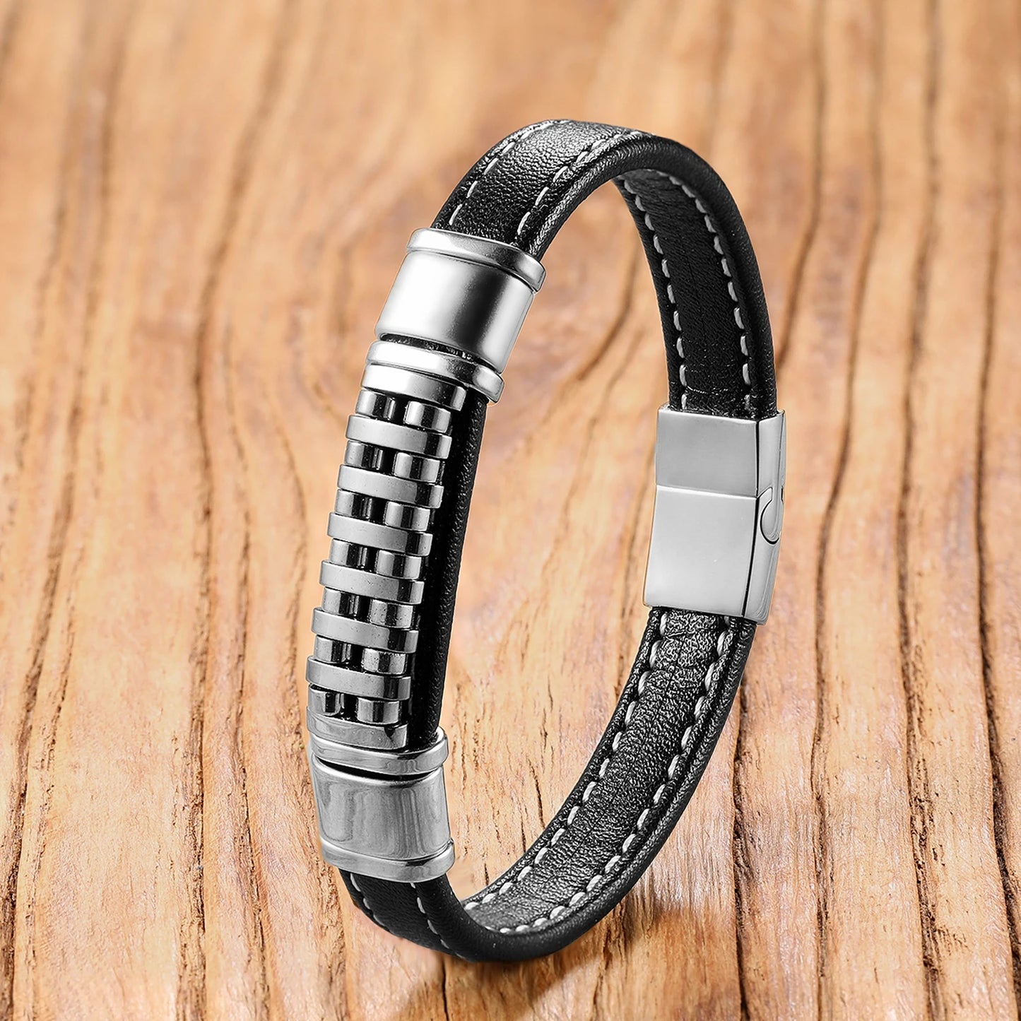 Hematite Magnetic Bracelet, Stainless Steel Clasp & Braided Leather, Grounding Energy Jewelry