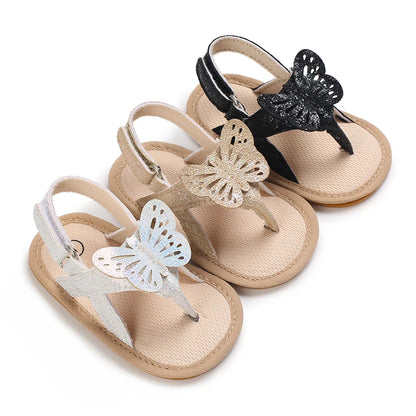 Cute Shiny PU Bow Baby Girl Shoes Summer Sandals with Soft Sole Anti-Slip Feature for Easy Walking