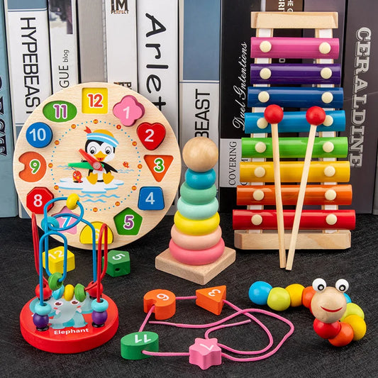 Montessori Baby Toys Kids 3D Wooden Puzzles Early Learning Baby Games Toys