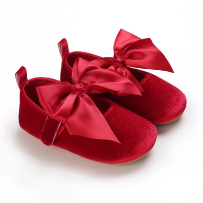 Spring and Autumn Girl Baby Shoes Classic Fashion Red Theme Cute Bow Princess Shoes