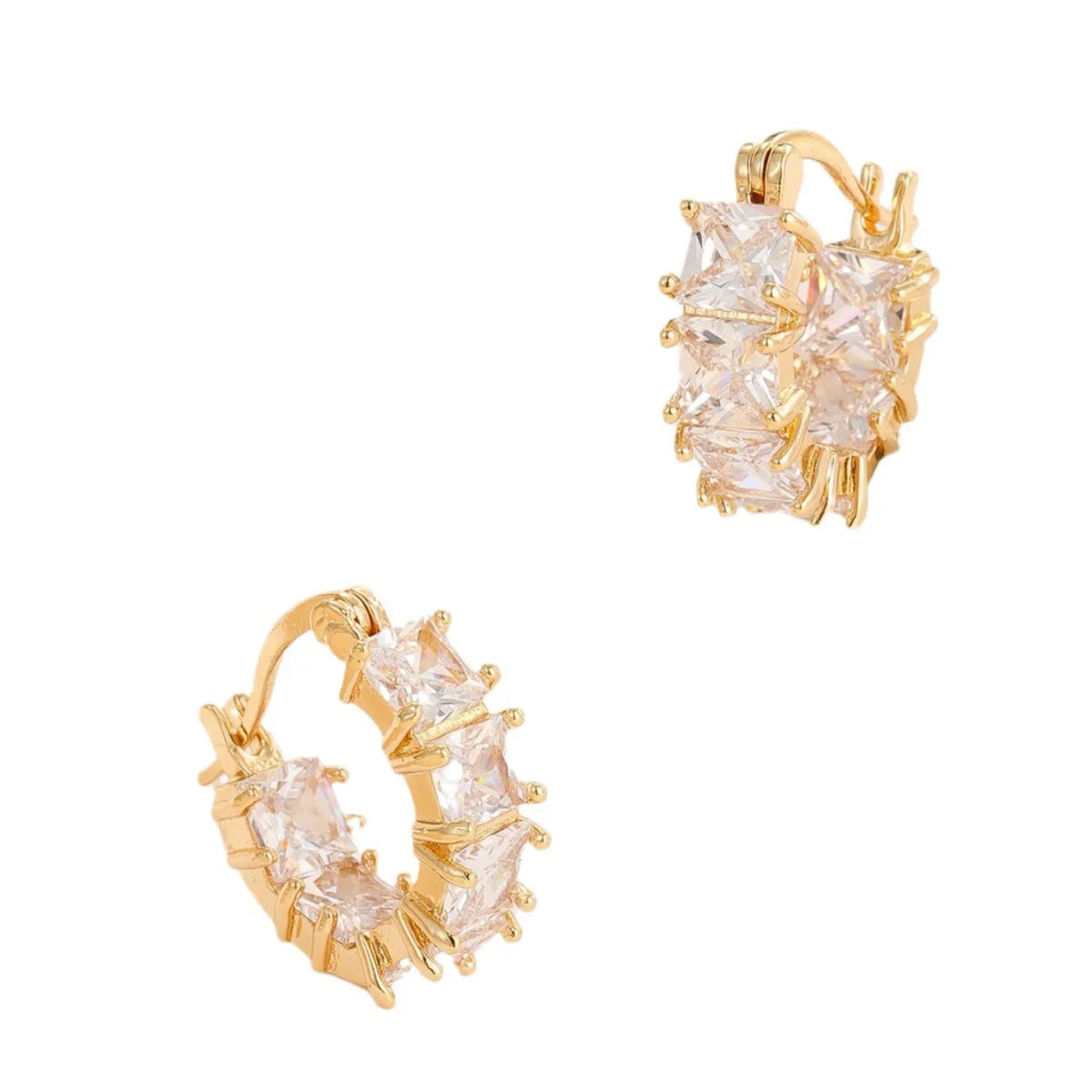 ZAKOL Fashion Hoop Earring Inlaid Shiny Square Crystal Zircon Ear Accessories Party Jewelry for Women