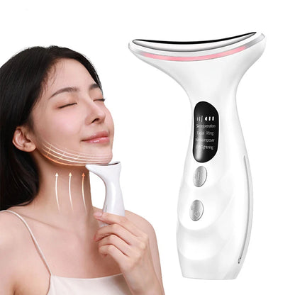 NEW EMS Microcurrent Chin Lifting Face Neck Beauty Device LED Photon Firming Rejuvenation