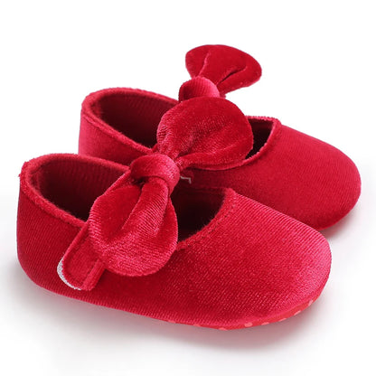 Spring and Autumn Girl Baby Shoes Classic Fashion Red Theme Cute Bow Princess Shoes