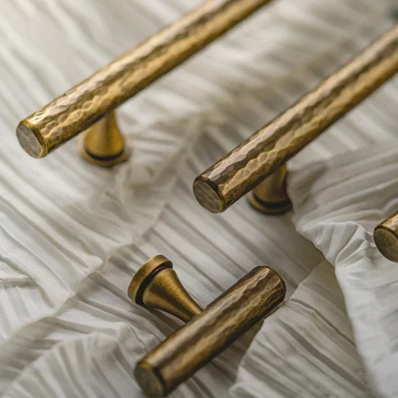 Retro Bronze Handmade Solid Brass Cabinet Door Knobs and Handles Furniture Cupboard Wardrobe Drawer Pull Antique T Bar Handles