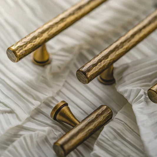 Retro Bronze Handmade Solid Brass Cabinet Door Knobs and Handles Furniture Cupboard Wardrobe Drawer Pull Antique T Bar Handles
