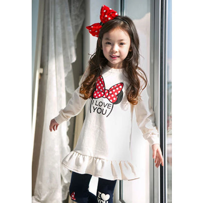 Kids Girls Cartoon Bow Knot Clothing Set