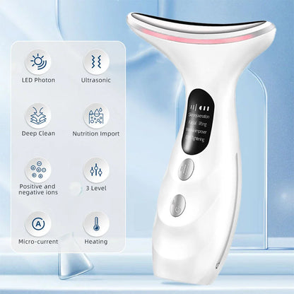 NEW EMS Microcurrent Chin Lifting Face Neck Beauty Device LED Photon Firming Rejuvenation
