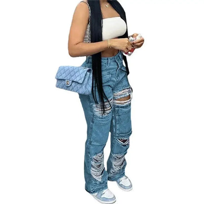 Women Patchwork Denim Jeans