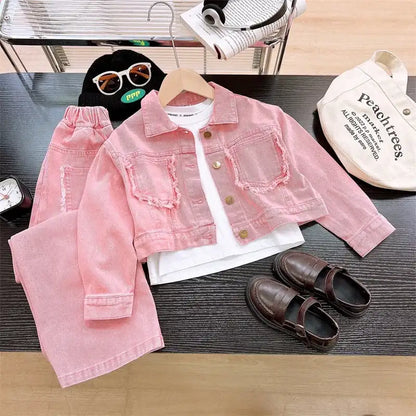 Girls Denim Jacket and Pants Set