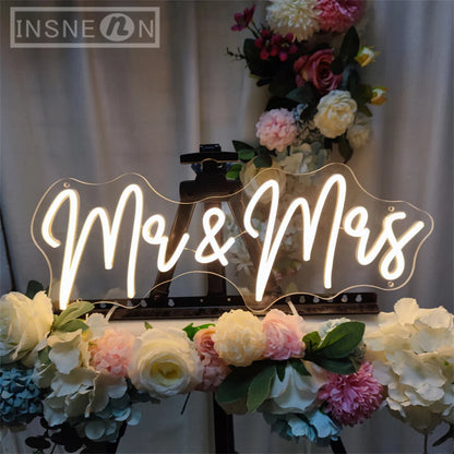 Mr Mrs Neon Sign LED Light with Dimmable Switch Wedding Better Together Neon Sign