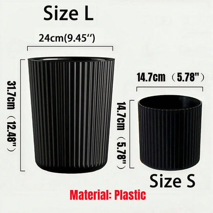 Striped Circular Plastic Flower Pot, Simple Design Planter Suitable For Indoor/Outdoor Decoration