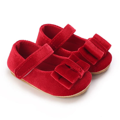 Spring and Autumn Girl Baby Shoes Classic Fashion Red Theme Cute Bow Princess Shoes