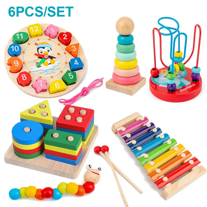 Montessori Baby Toys Kids 3D Wooden Puzzles Early Learning Baby Games Toys
