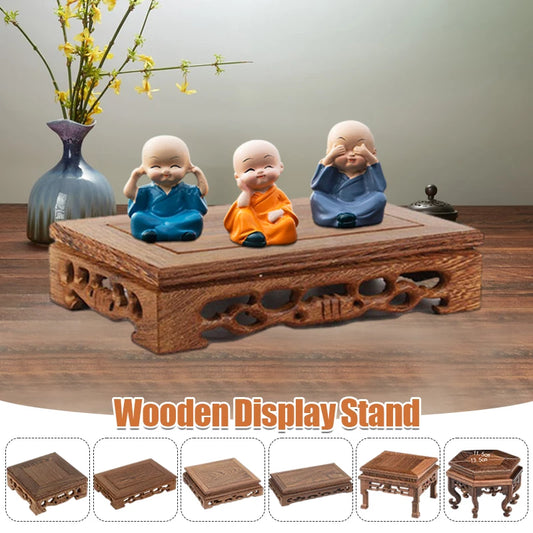 Wooden Retro Tea Tray Table Delicate Small Square Teapot Bases Bonsai Stand Vase Bonsai