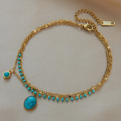 DIEYURO 316 Stainless Steel Butterfly Lightning Green Stone Charm Bracelet For Women