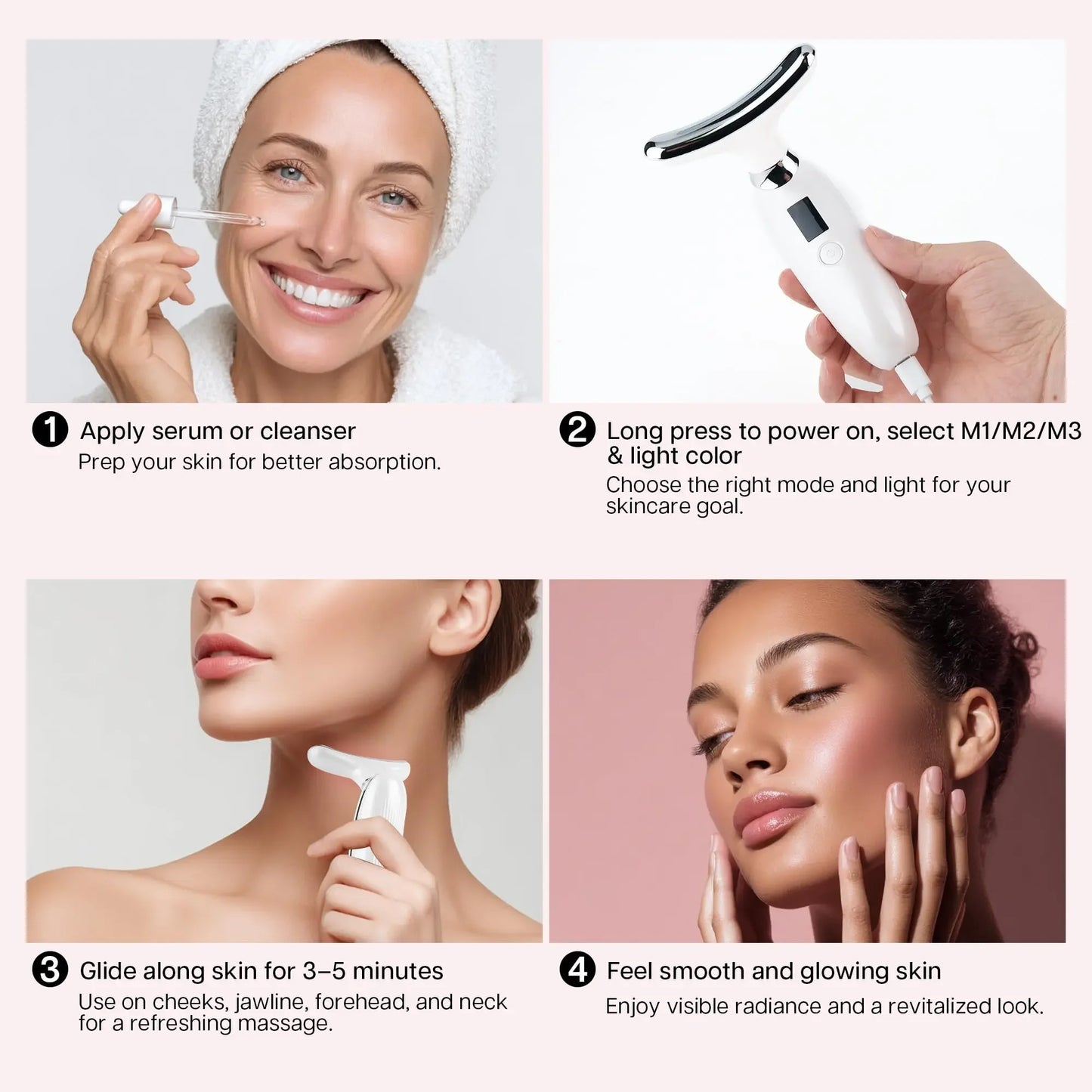 7-in-1 Neck Beauty Device & LED Electronic Facial Massager -Vibrating Skin Care Tool