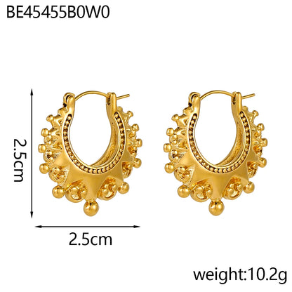 CARLIDANA Stainless Steel Chunky Texture Hoop Earrings Jewelry for Women Gold Plated