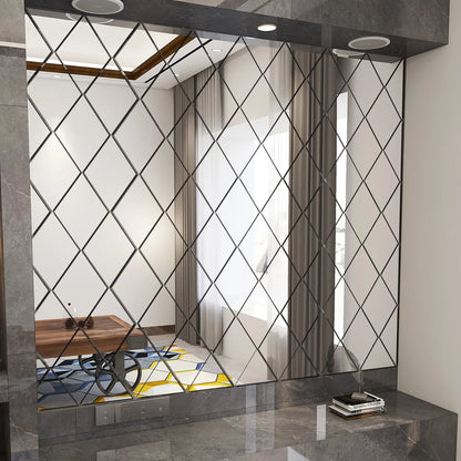 10/17/32/58pcs 3D Mirror Stickers Acrylic Triangles Self-adhesive Diamonds DIY Wall Mirror Stickers