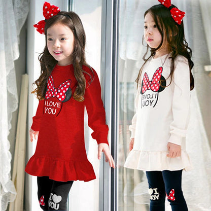Kids Girls Cartoon Bow Knot Clothing Set