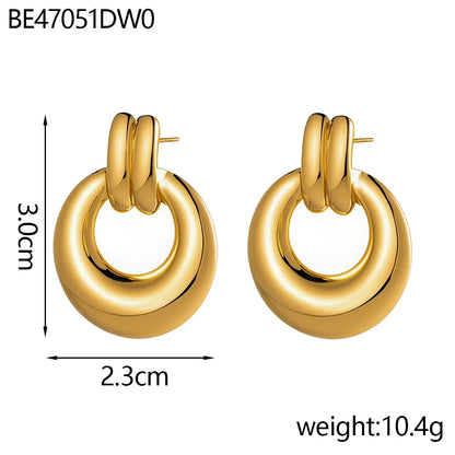 CARLIDANA Stainless Steel Chunky Texture Hoop Earrings Jewelry for Women Gold Plated