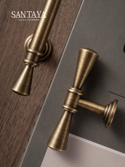 Solid Antique Brass Handle Furniture Handles Single Hole Pendant Drawer Knob T-Bar Kitchen Cabinet Pull Customizable