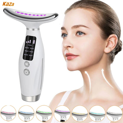 Neck Face Beauty Device EMS Micro-current 7 Color Facial Massager Reduce Double Chin Skin